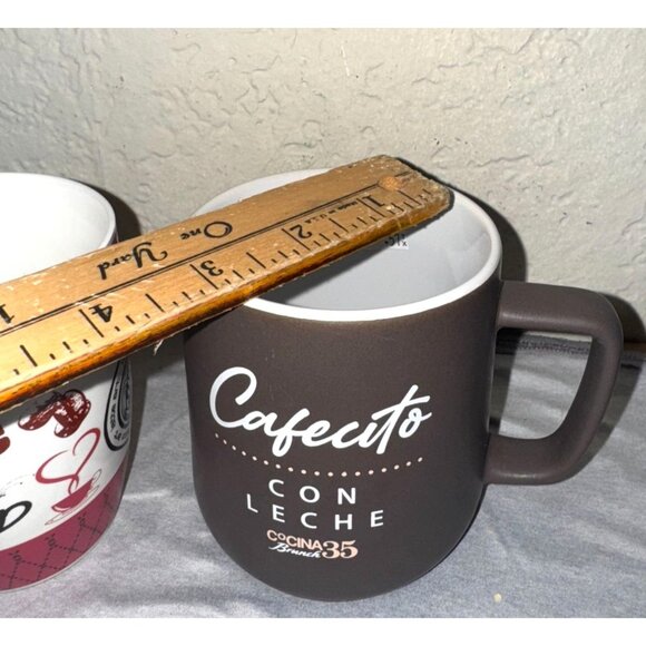 Set Of 2 Coffee Mugs - Cafecito Con Leche Brunch 35 & Red Coffee Design - 12 Oz - Picture 5 of 6